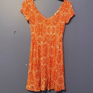Orange patterned mini dress
